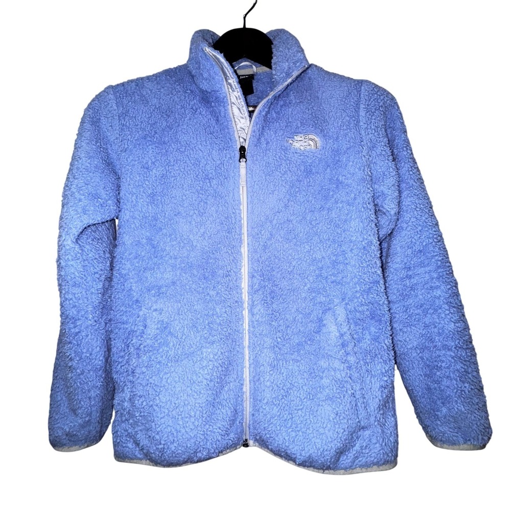 The North Face Girls Fleece Jacket Blue Full Zip Size L 14 l/16 Purple/Perwinkle